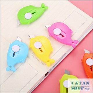 Combo 5 Dao Rọc Giấy mini Hình CÁ siêu cute, Cắt giấy văn phòng phẩm tiện dụng bằng kim loại , thép không rỉ an toàn.