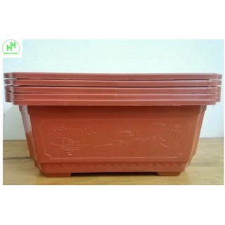 5 Chậu Nhựa Trồng Cây Hình Chữ Nhật Màu Nâu Siêu Đẹp Kích Thước 380x280x160 - Sản Xuất Bởi NHỰA BÌNH THUẬN