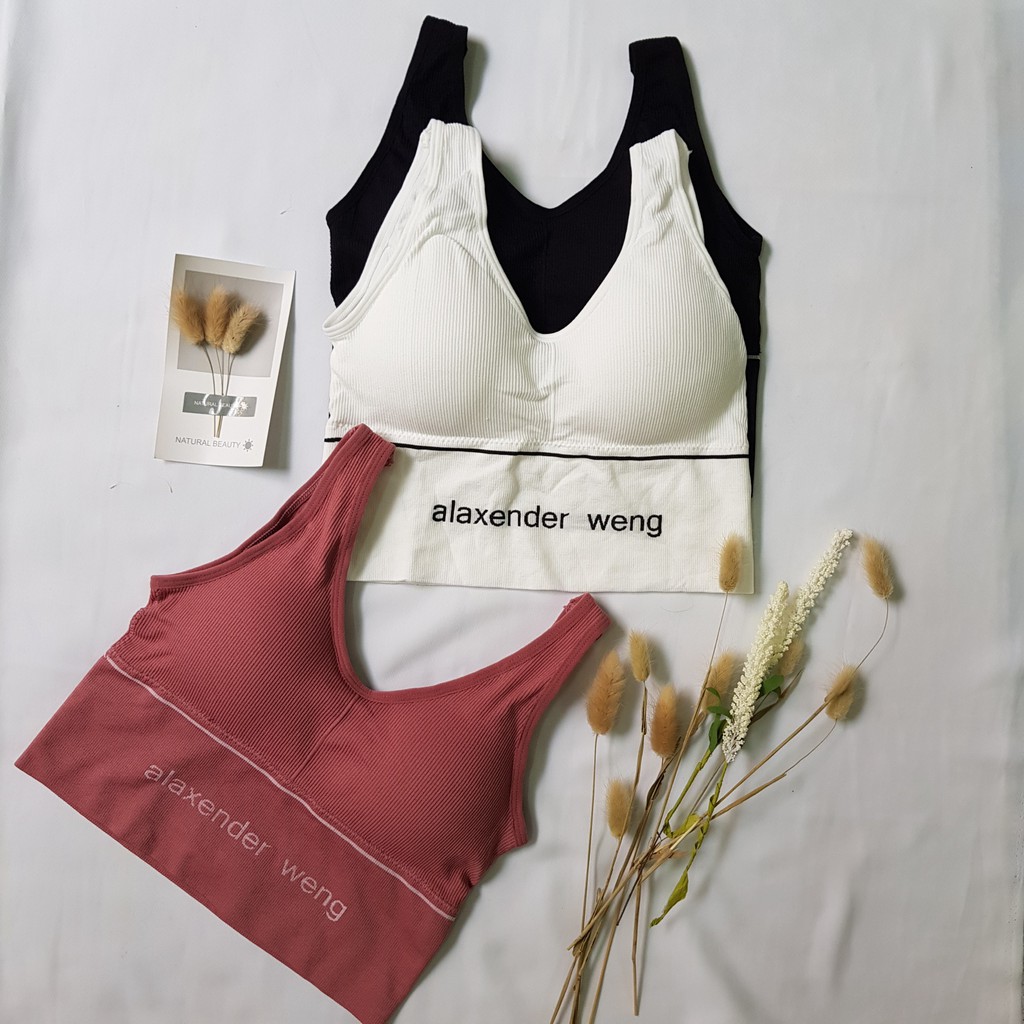 Bra thể thao tập gym yoga thun gân tăm không gọng nâng ngực mẫu mới 2020