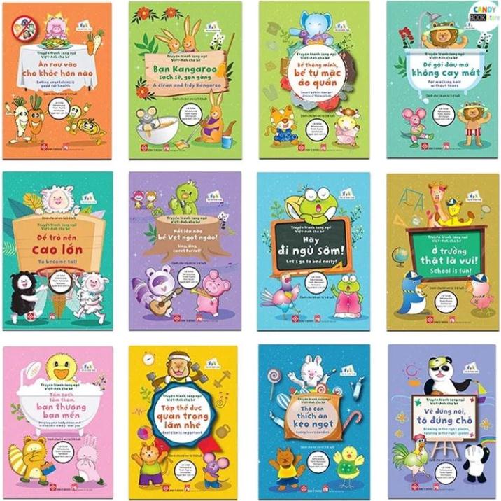 SÁCH - Combo - Truyện tranh song ngữ Việt-Anh cho bé (12 tập)