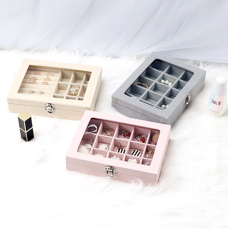 Hộp đựng trang sức NAFENAI chống bụi bằng vải flannel đơn giản tùy chọn màu sắc