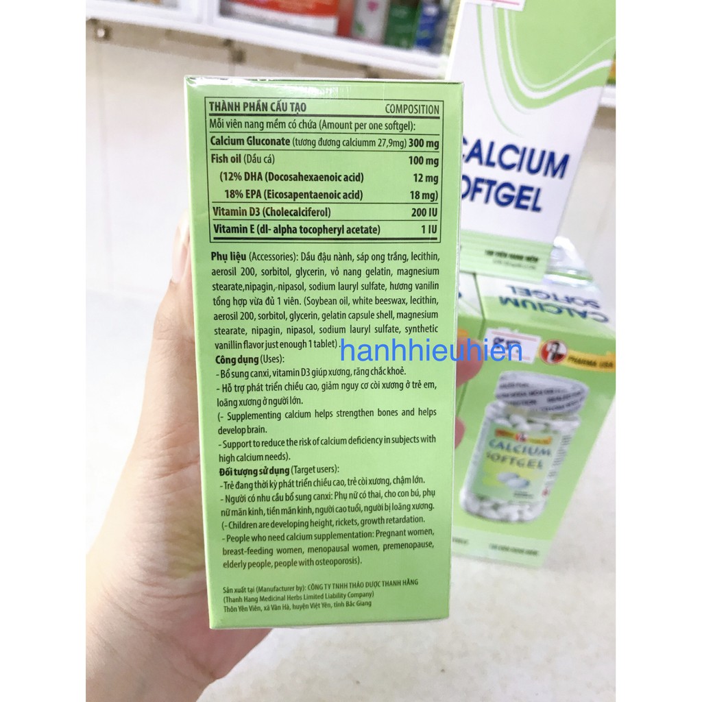 Viên uống Calcium Softgel Chai 100v