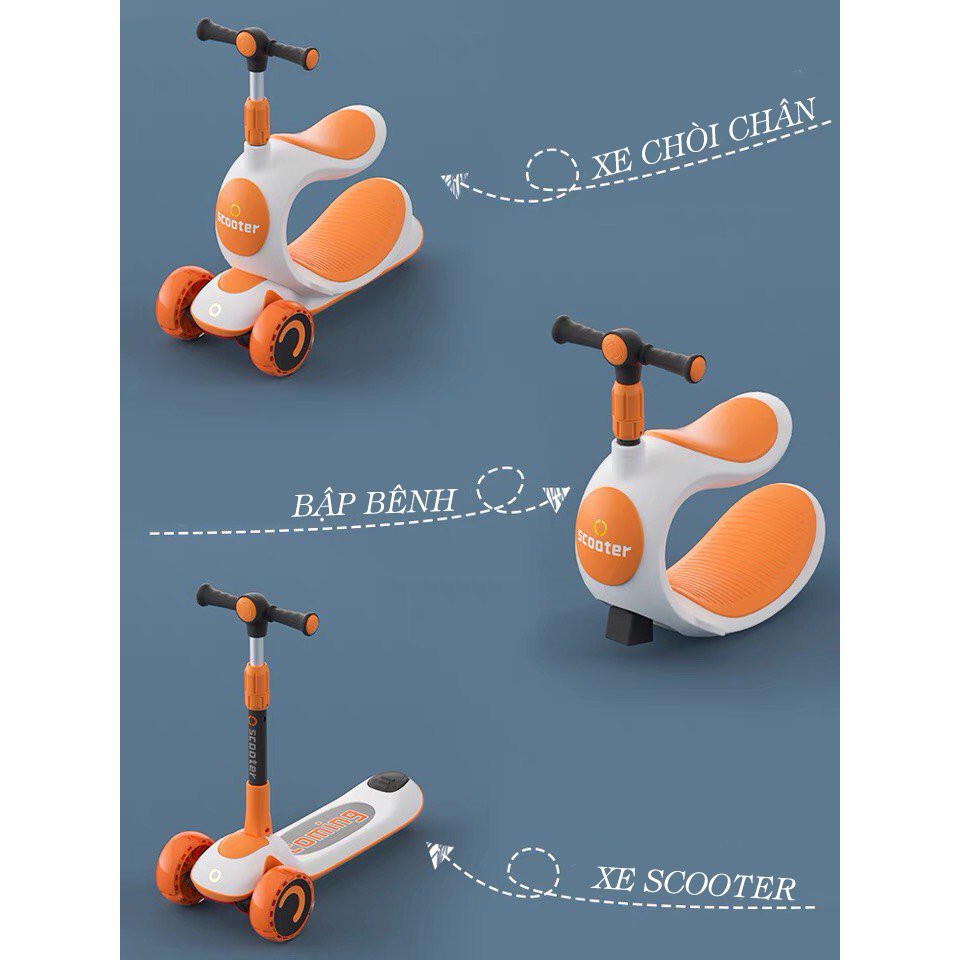 (SẴN HÀNG CHÍNH HÃNG) XE SCOOTER 3IN1 CHO BÉ 2-9 TUỔI BẢN CAO CẤP