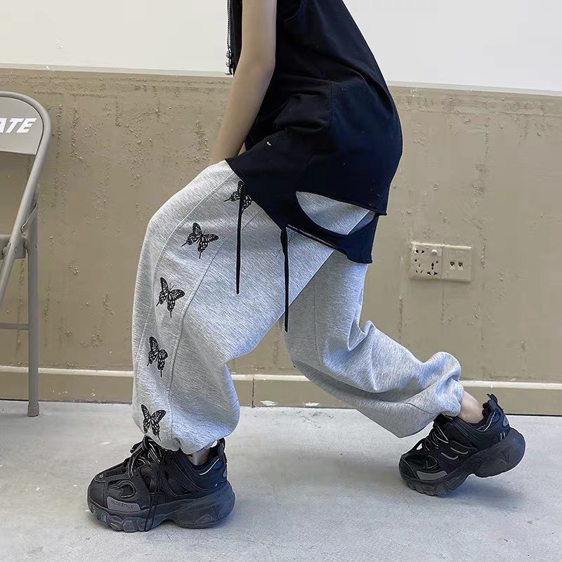 Quần jogger unisex ulzzang bướm có rút ống