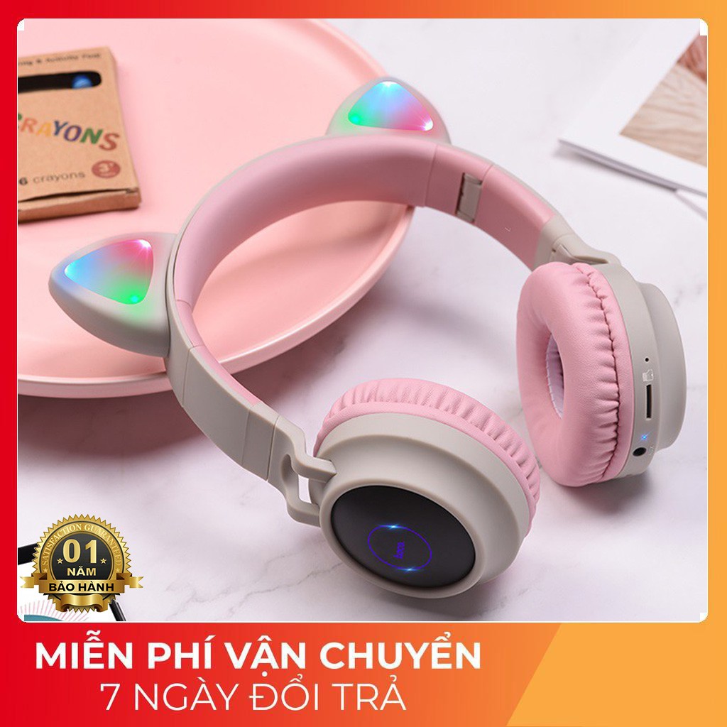 Tai Nghe Mèo Dễ Thương, Siêu cute,  Bluetooth 5.0 , Âm Bass Mạnh Mẽ [ Bảo Hành 12 Tháng ]