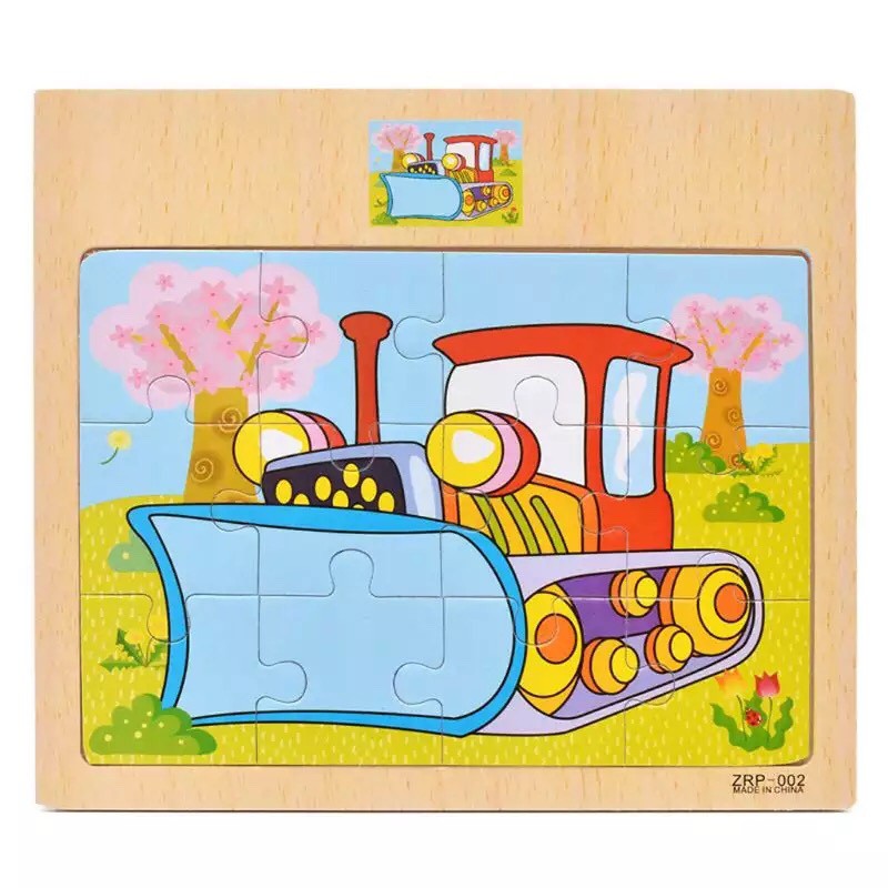 SỈ LẺ GIÁ TỐT Tranh puzzle gỗ ghép 12 mảnh kèm hình mẫu phía trên