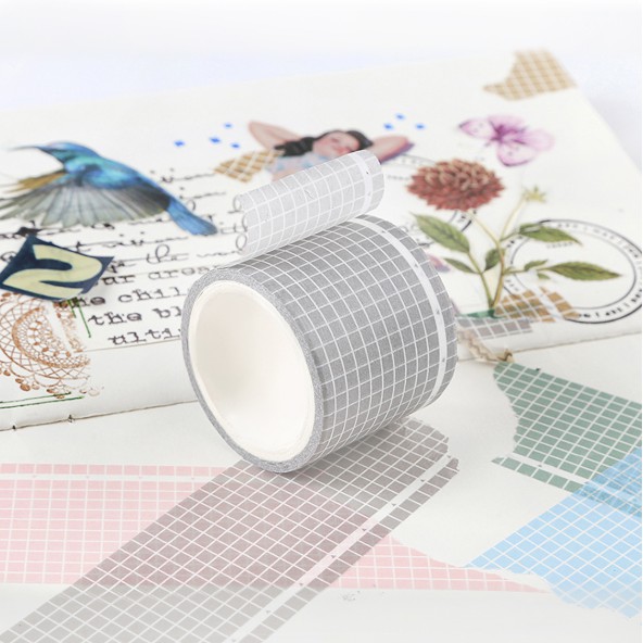 Băng dính trang trí Washi Tape kẻ Caro, 35mm x 5m