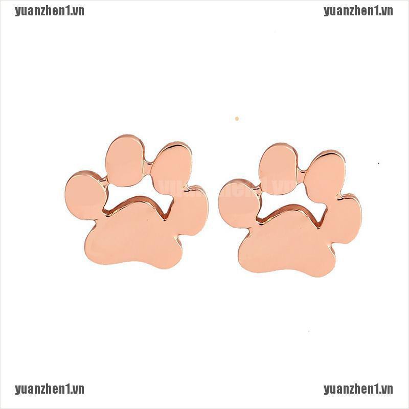 1 Đôi Bông Tai Hình Dấu Chân Chó Mèo Dễ Thương