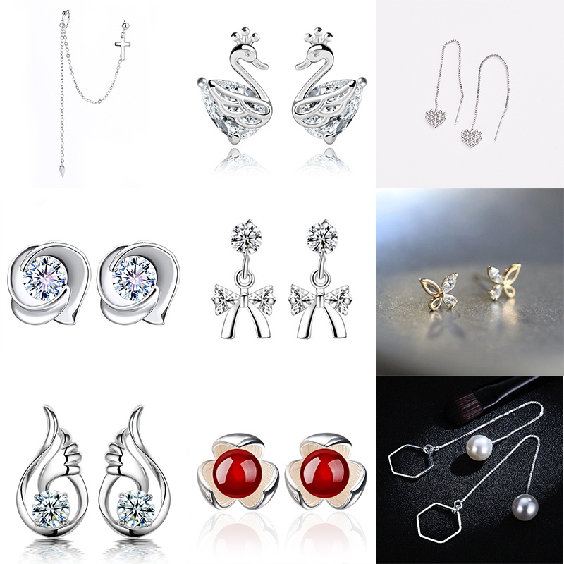 Bông Tai Mạ Bạc 925 Đính Ngọc Trai Thời Trang Hàn Quốc Ed004