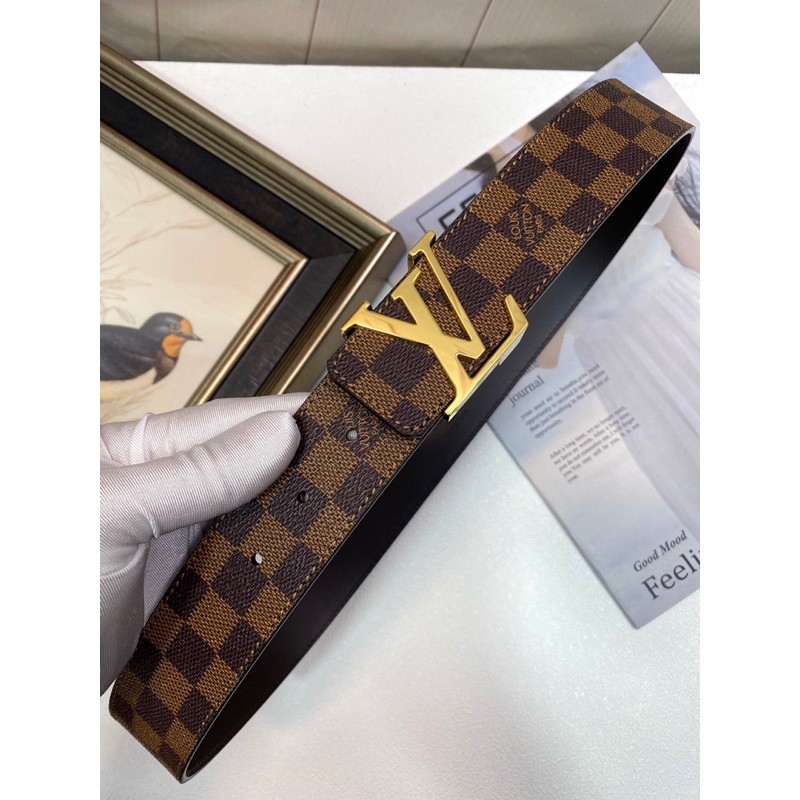 Thắt lưng da nam mặt khoá logo thương hiệu Louis Vuitton LV da thật cao cấp