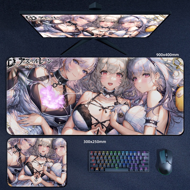 Tấm Lót Chuột Và Bàn Phím In Hình Game Azur Lane Cỡ Lớn 90*40cm