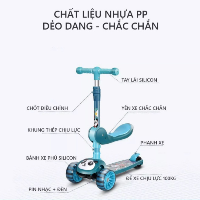 [XÃ KHO] E TRƯỢT SCOOTER 3IN1 CÓ NHẠC, ĐÈN  [HCM]