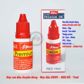 Mực dấu Shiny chuyên dụng _ Đóng lên mọi chất liệu_15ml_Mực con dấu màu đỏ