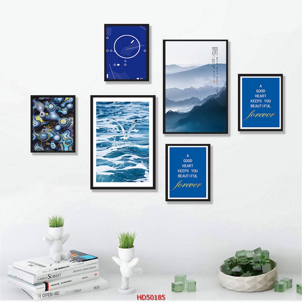 SET 6 Tranh Laminate Tráng Gương - Tranh Treo Tường Phong Cảnh Biển Style Bắc Âu (Nhiều Mẫu)
