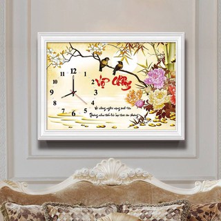 Tranh đính đá Đồng hồ Vợ chồng Y8090 70x50cm