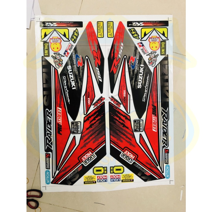 ( Quí khách vui lòng mang ra tiệm cho thợ dán ) Tem raider fi đỏ đen