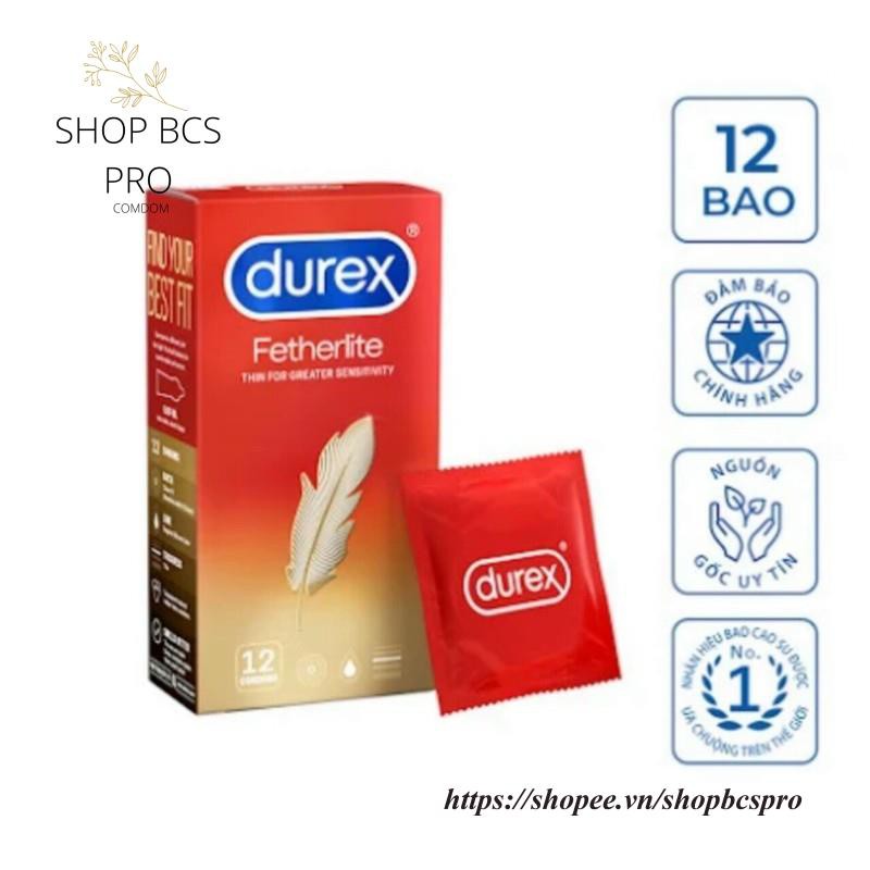 Bao cao su durex fetherlite siêu mỏng tăng cường khả năng cương cứng mang lại nhiều khoái cảm hộp 12c