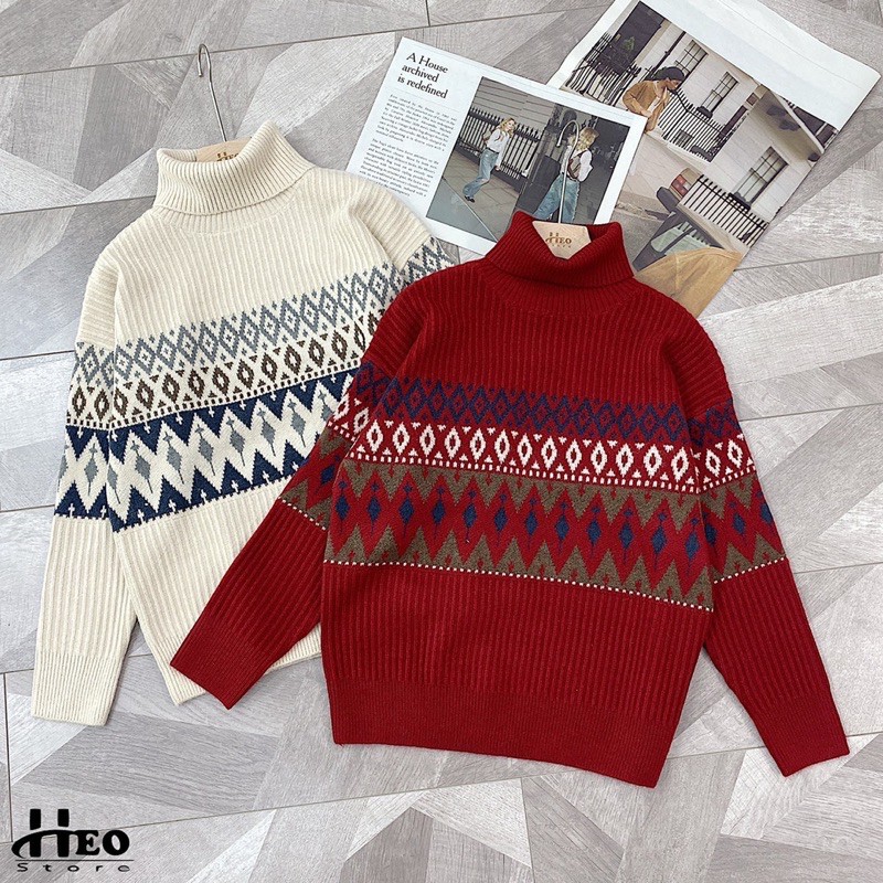 BÁN SỈ ÁO LEN CỔ LỌ HÌNH THỔ CẨM CHO NỮ