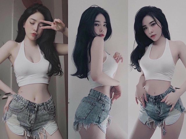 Áo cổ yếm croptop trơn