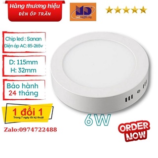 Đèn led ốp trần 6W Hãng Minh Đức tiết kiệm điện, sáng trung thực, bảo hành 2 năm - Φ120