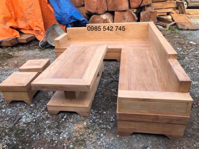 Bàn ghế sopha gỗ gõ đỏ kê góc