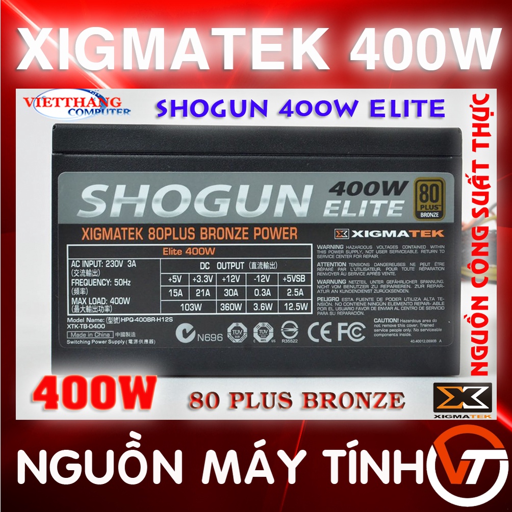 Nguồn máy tính Công sức thực Xigmatek Shogun Elite 400W  đạt chuẩn 80 Plus Bronze ( Cũ - 2nd )