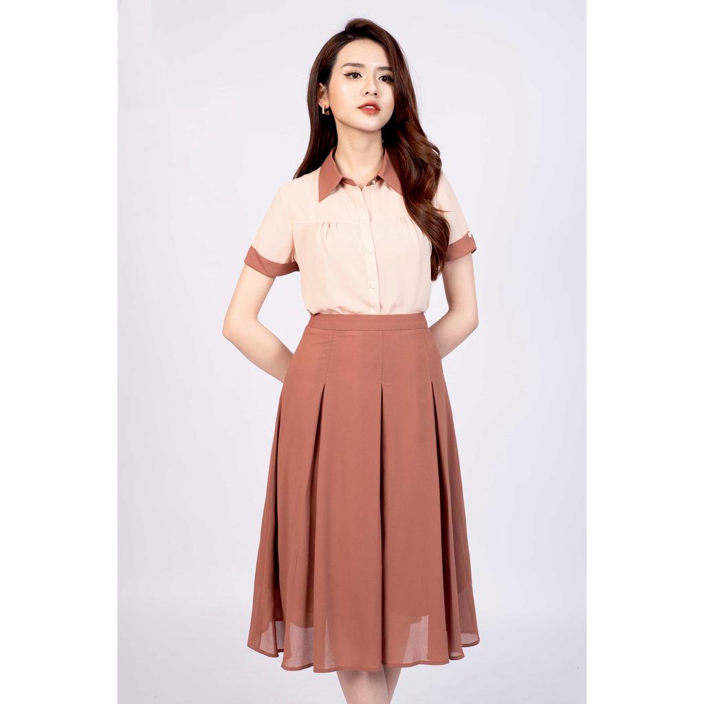 Chân váy dáng xòe, dài qua gối MMOutfit M-JU020221042
