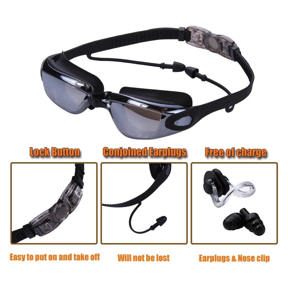 Kính bơi silicone chống sương mù/ tia UV chuyên nghiệp có thể điều chỉnh tiện lợi