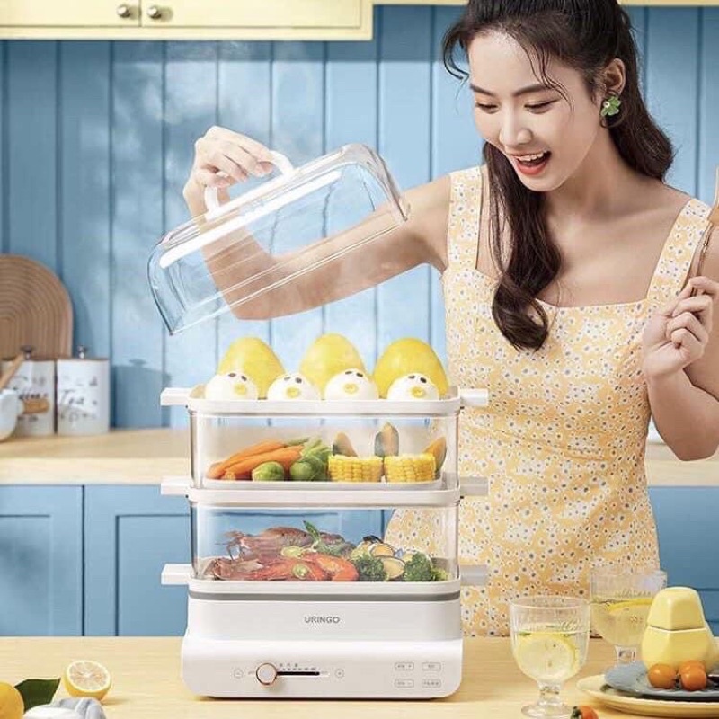 Lồng Hấp Thực Phẩm Uringo 3 Tầng Dung Tích 18L Siêu Tiện Lợi - Chính hãng.Bảo hành 12 tháng