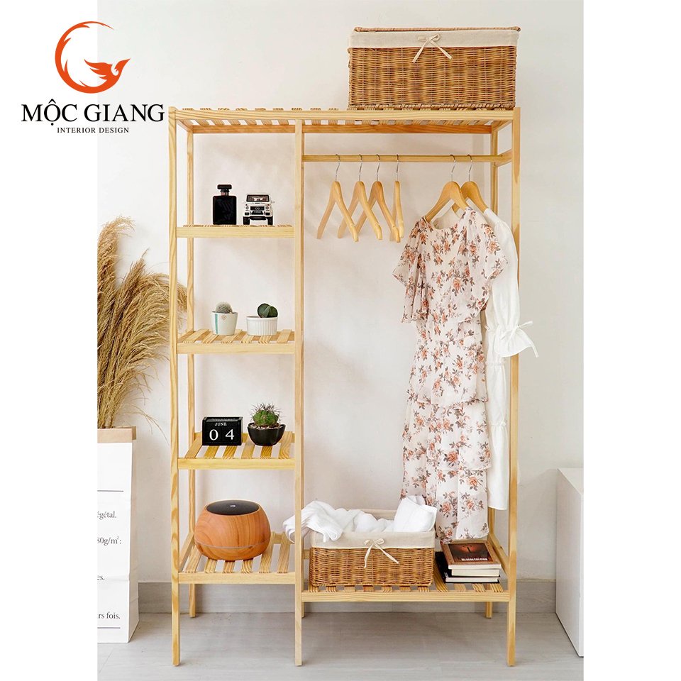 Tủ Treo Quần Áo Double Hanger Chất Liệu Gỗ Thông Tự Nhiên - Nội Thất Mộc Giang