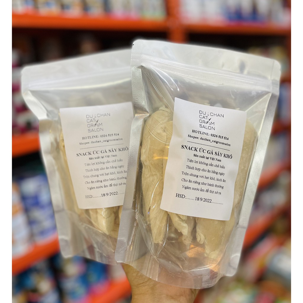 Snack Ức Gà Sấy Khô 200g - 500g- Đồ ăn vặt cho mèo nguyên chất