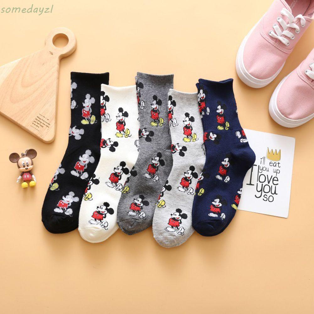 Vớ cotton in hình chuột Mickey phong cách Harajuku Anime Nhật Bản thanh lịch thời trang thu đông thoáng khí cho nữ