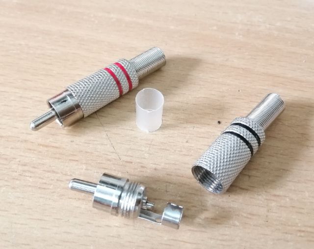 1 cặp Jack RCA hoa sen-AV đực 2 màu đỏ-đen