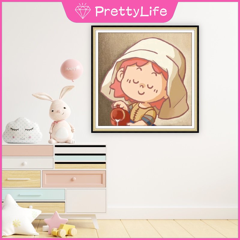 Bộ Tranh Đính Đá 5D Tự Làm 30x30cm / 40x40cm / 50x50cm Hình Nhân Vật Hoạt Hình Dễ Thương Trang Trí Nhà Cửa