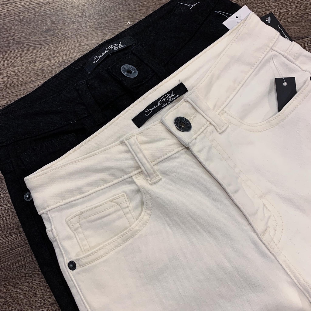 Quần jeans loe tua gấu đen trắng -88Q01