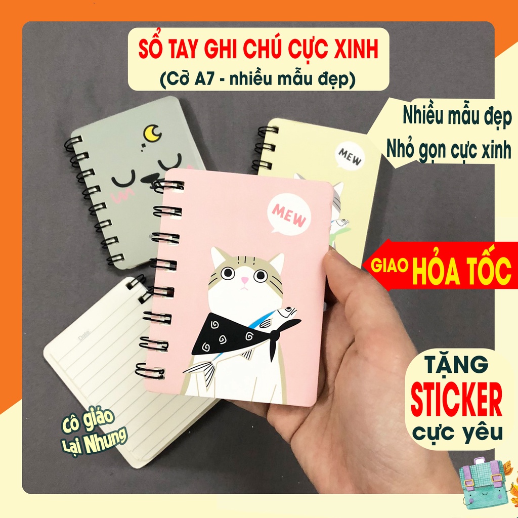 [Mã LIFE20KALL giảm 10% đơn 50K] [Tặng sticker] Sổ tay mini A7 nhỏ xinh, ghi chú tiện lợi - Nhiều mẫu đẹp, dễ thương