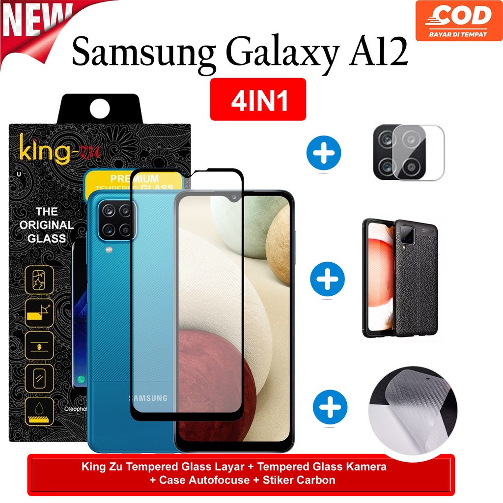 Bộ Sản Phẩm Hoàn Thiện 4 Trong 1) Miếng Dán Cường Lực Bảo Vệ Màn Hình + Camera Chống Trầy + Bút Cảm Ứng Tự Động 0 Cho Samsung Galaxy A12 (6.5) 2020