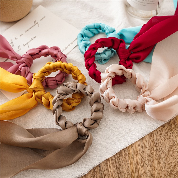 [NowShip2h] Cột Tóc Nơ Scrunchies Thắt Nút Chất Liệu Silk Mềm Mại Thanh Lịch HOT TREND   - Mã DT011