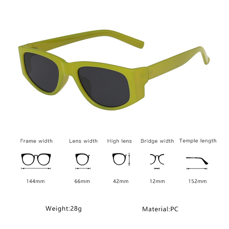 Kính Mát Mắt Mèo Gọng Vuông Màu Xanh Lá Phong Cách Retro Thời Trang