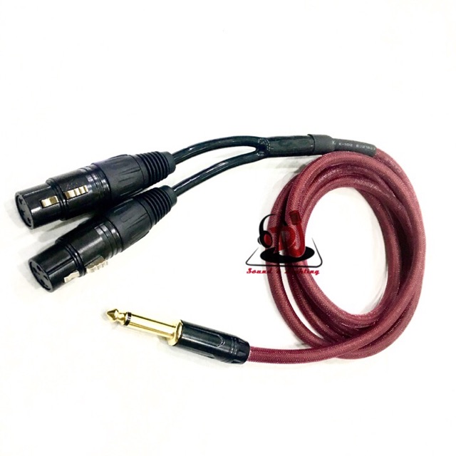 Dây Jack 6 ly  ra 2 đầu Jack canon cái dài 2m, dây tín hiệu âm thanh, rắc chuyển 6ly sang canon