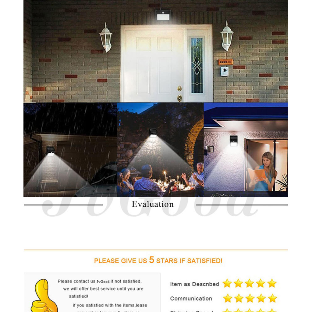 JvGood Outdoor Lighting Sensor Solar Wall light LED Solar Lights Waterproof Solar Powered Motion Sensor Light -168