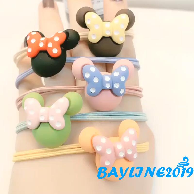 Dây buộc tóc co giãn hình hoạt hình đính nơ xinh xắn cho nữ