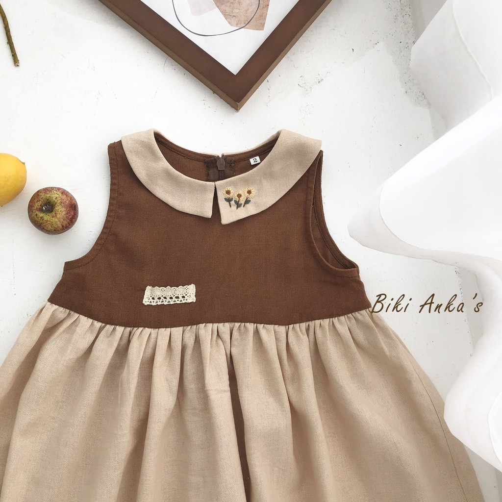 Váy đầm thiết kế cho bé gái BIKI ANKA'S đi chơi handmade vintage Daizy