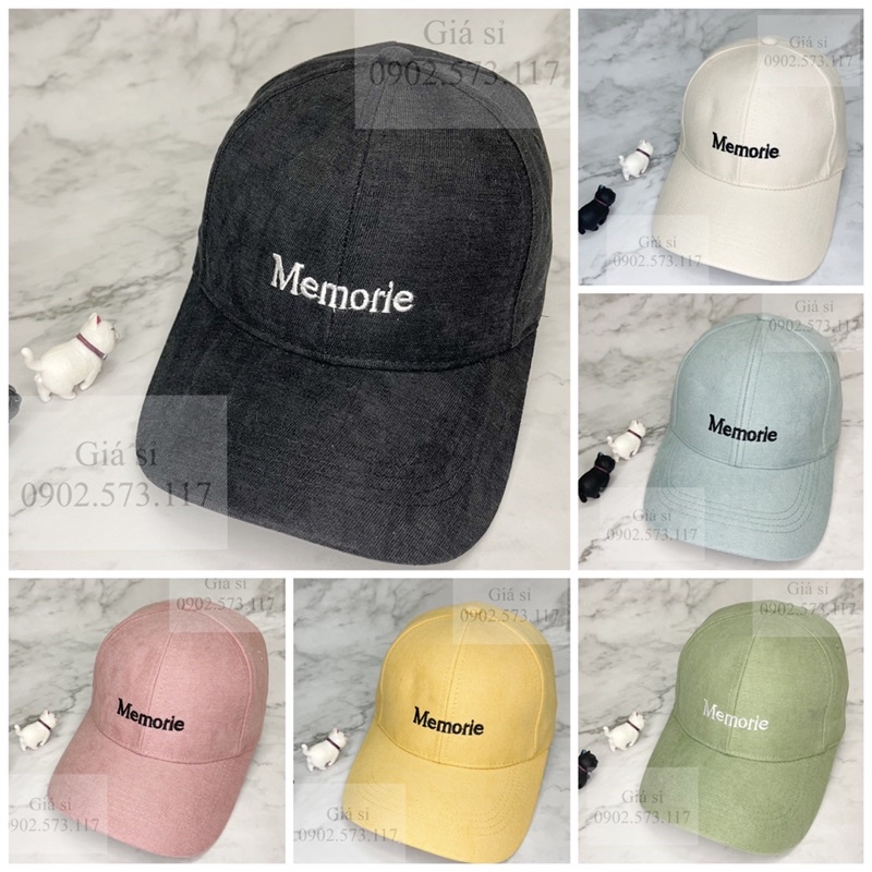 Nón kết lưỡi trai nhung thêu MEMORIE cá tính nhiều màu hot trend nam nữ