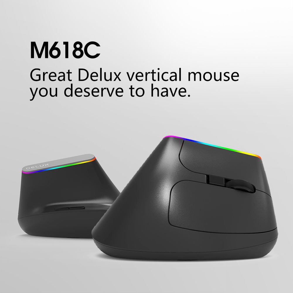 Chuột không dây Delux M618c USB 2. 4G DPI có thể điều chỉnh RGB chơi game dùng cho gia đình và văn phòng