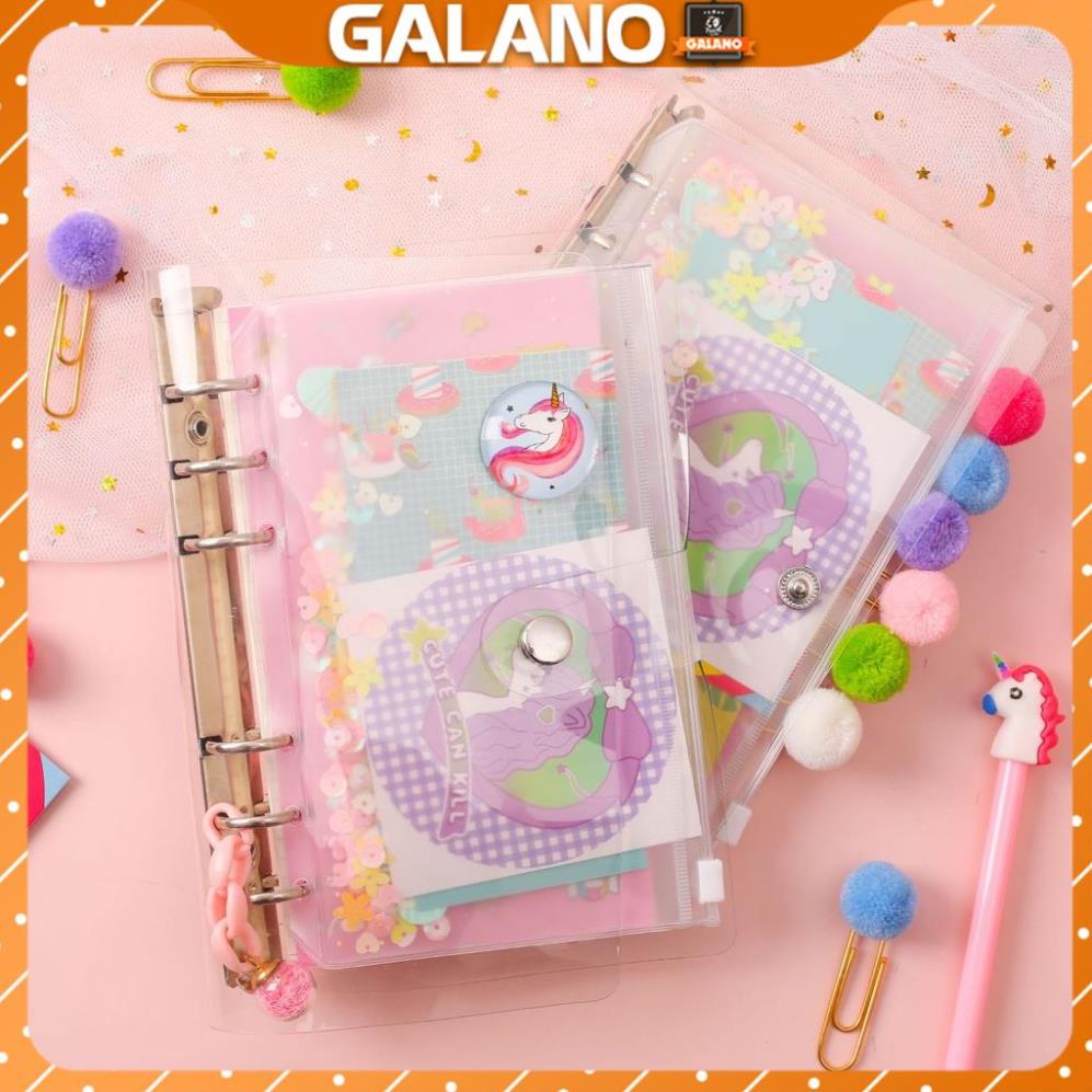Sổ còng binder GALANO sổ tay ghi chép A6 tự thiết kế tặng kèm 13 món phụ kiện trang trí đáng yêu SN-001377