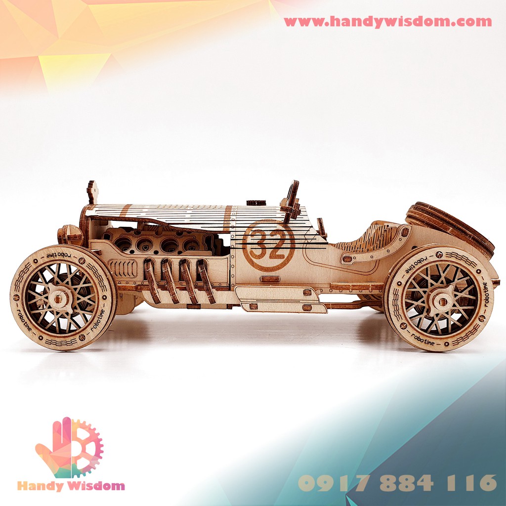 Mô hình lắp ghép gỗ tỉ lệ - Xe đua Grand Prix - Robotime Grand Prix Race Car MC401