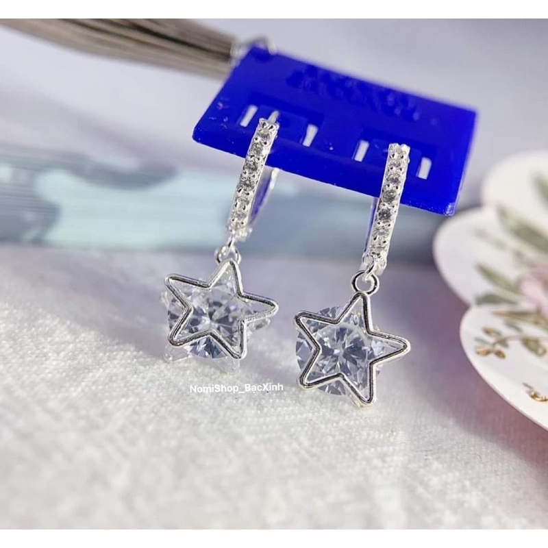 Bông tai Bạc mẫu mới siêu xinh, long lanh lấp lánh đeo lên chanh xả lắm luôn Mainomi Shop Bạc Xinh