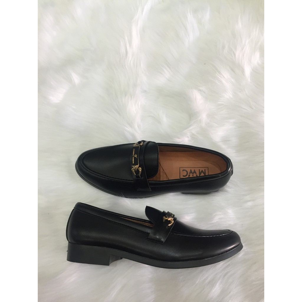 Giầy  tây giày lười nam hàn quốc đen mềm đai kim loại | BigBuy360 - bigbuy360.vn