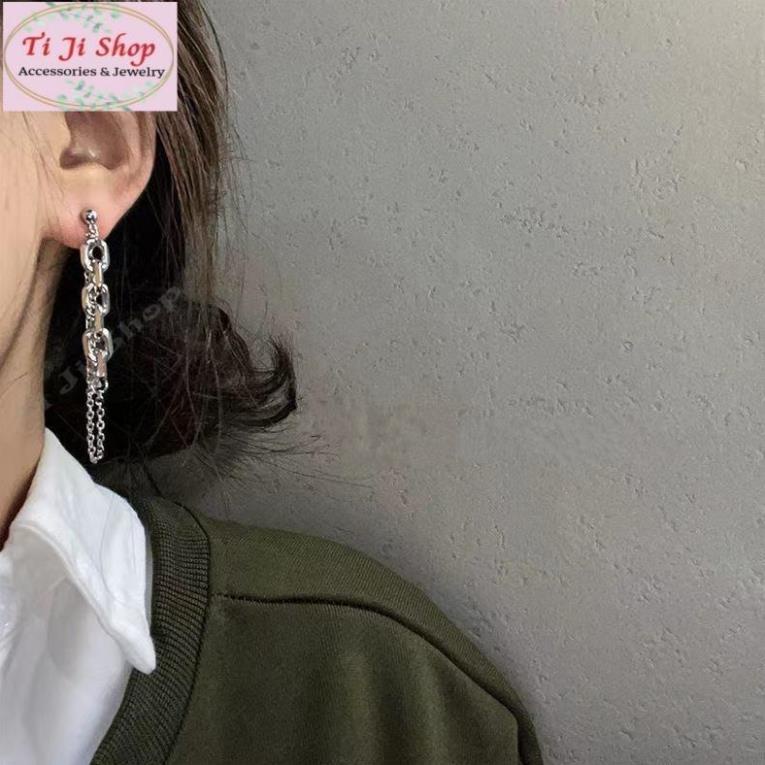 Khuyên tai dạng chuỗi không đối xứng phong cách hiphop